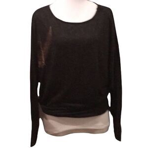 Industry Gun Metal Brown Women’s Large Crewneck Long Sleeve Stitched Shirt Top